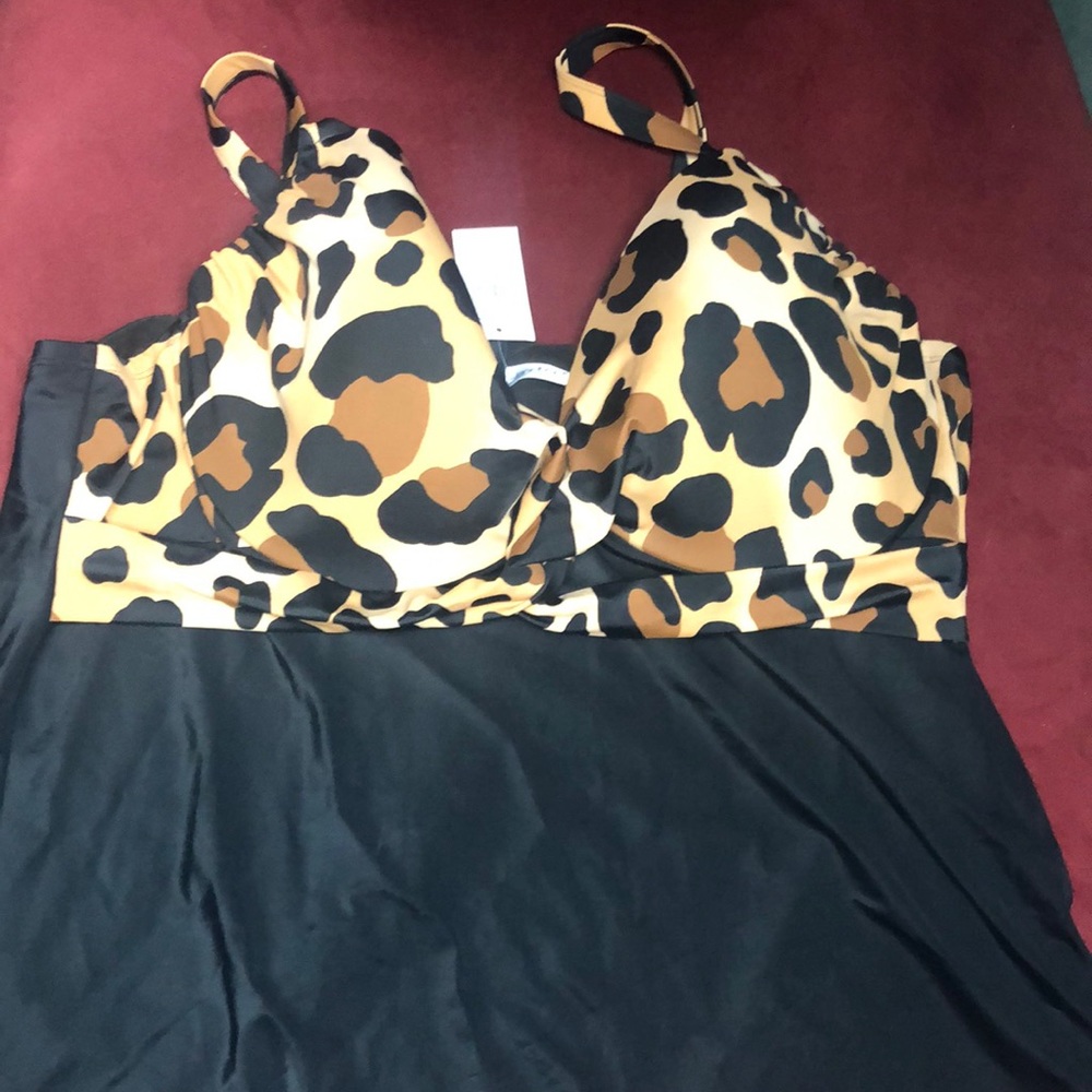 Lane Bryant Animal Print Tankini Top 44DDD NWT